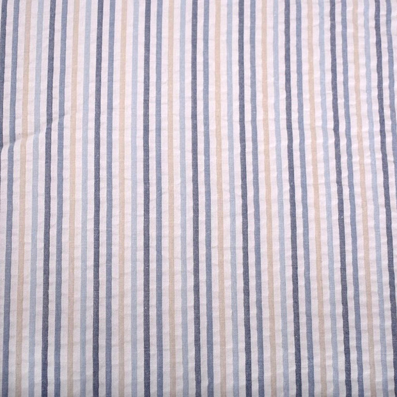 Seersucker JOE Cremeweiß / Blau